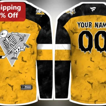 Boston Bruins Skeleton Spoked B Jersey Halloween Custom Name Personalized Gift available at our Miami, Florida warehouse