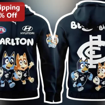 Carlton AFL Bluey And Bingo Hoodie available at our Miami, Florida warehouse