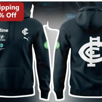 Carlton Blues Hoodie 2026 AFL Football Club Team Merch Navy Fleece Pullover available at our Miami, Florida warehouse