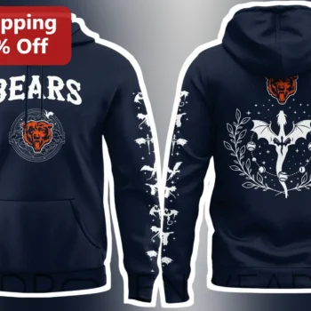 Chicago Bears Fantasy Dragon Hoodie NFL Fan Gear Navy Pullover available at our Miami, Florida warehouse