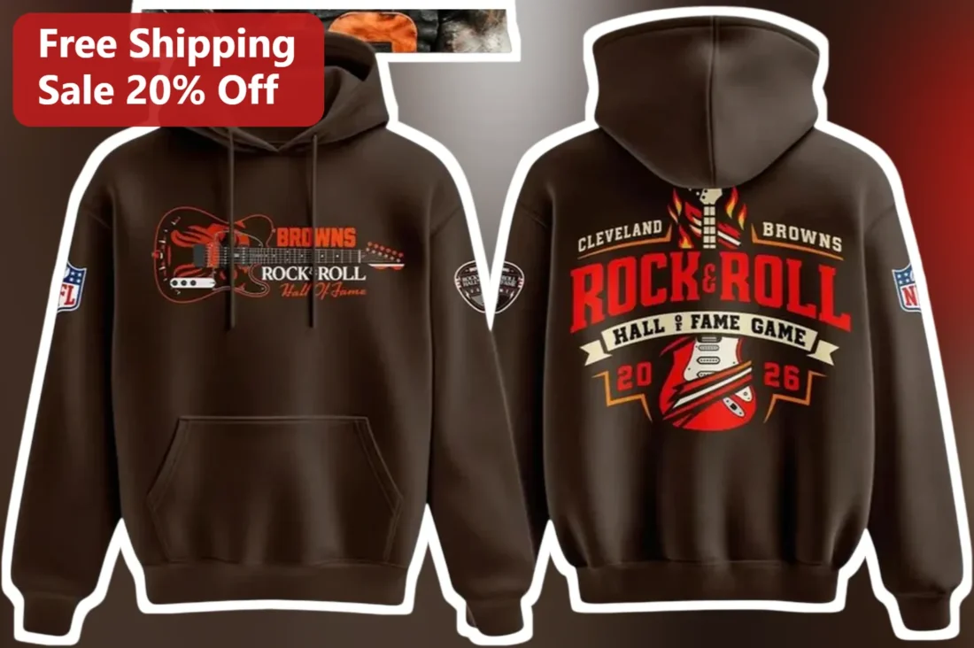 Cleveland Browns Rock Roll Hall of Fame Game Hoodie NFL Fan Gear Fall Football Apparel available at our Miami, Florida warehouse