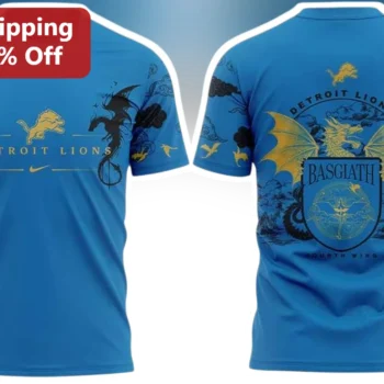 Detroit Lions Basgiath Fourth Wing Tee NFL Fan Crossover Shirt available at our Miami, Florida warehouse