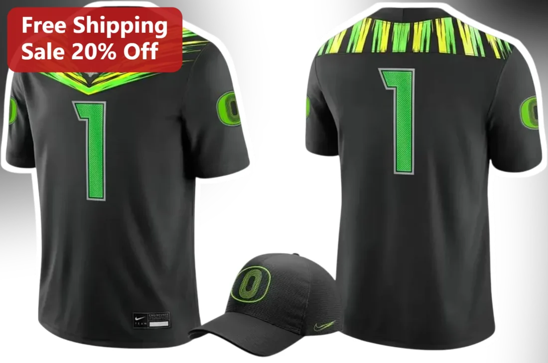Oregon Ducks Football Jersey Concept Black Neon Green Nike Style College Fan Gear available at our Miami, Florida warehouse
