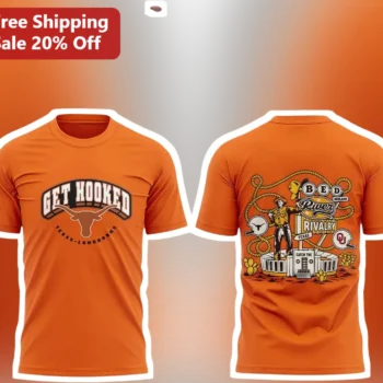 Get Hooked Texas Longhorns Red River Rivalry Tee Game Day Gift available at our Miami, Florida warehouse