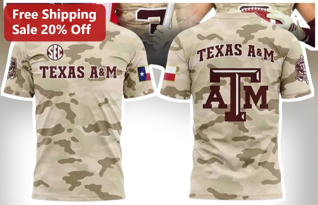 Texas A&M SEC Camo Tee College Football Aggies Fan Shirt available at our Miami, Florida warehouse
