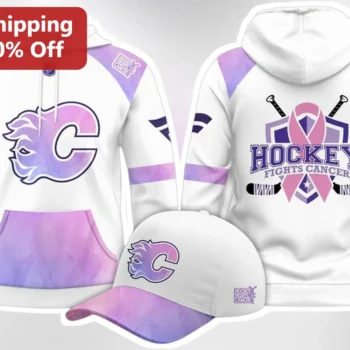 Hockey Fights Cancer Hoodie Breast Cancer Awareness Pullover NHL Charity Gift available at our Miami, Florida warehouse