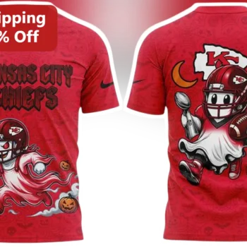 Kansas City Chiefs Halloween Ghost Tee Spooky Super Bowl Champion Fan Gift available at our Miami, Florida warehouse