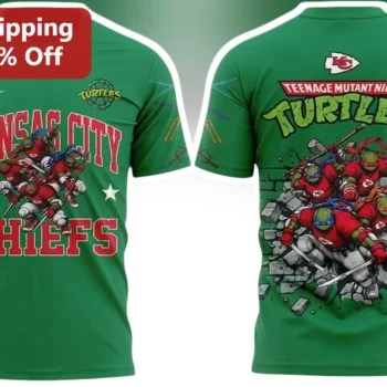Kansas City Chiefs x TMNT Teenage Mutant Ninja Turtles Graphic Tee NFL Fan Shirt available at our Miami, Florida warehouse