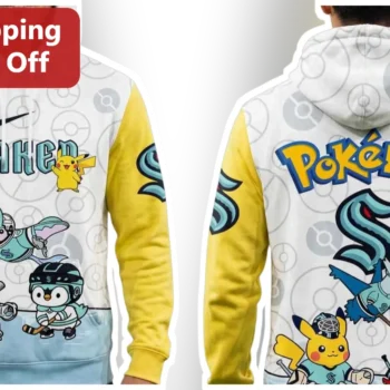 Kraken Pokémon Hoodie Pikachu Seattle NHL Crossover Unisex Sweatshirt available at our Miami, Florida warehouse