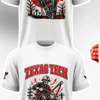 Lineman Texas Tech Halloween Skeleton Graphic Tee for Men Women available at our Miami, Florida warehouse