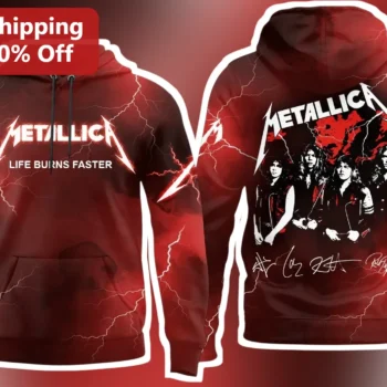 Metallica Life Burns Faster Hoodie Heavy Metal Band Merch Sphere Las Vegas Residency Apparel available at our Miami, Florida warehouse