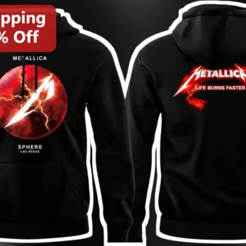 Metallica Life Burns Faster Sphere Las Vegas Hoodie available at our Miami, Florida warehouse