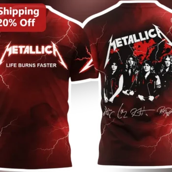 Metallica Life Burns Faster Tee Sphere Las Vegas Residency Heavy Metal Band Merch Gift available at our Miami, Florida warehouse