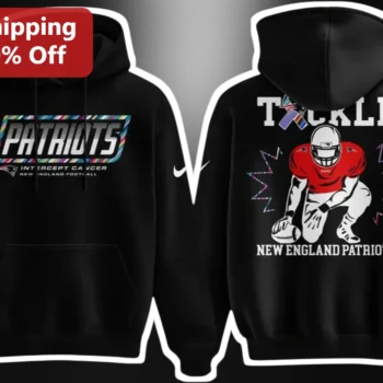 New England Patriots Crucial Catch Intercept Cancer Tackle Hoodie available at our Miami, Florida warehouse