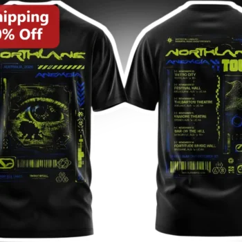 Northlane Anemia Tour Tee Metalcore Band Merch Glitch Art Graphic Shirt for Fans available at our Miami, Florida warehouse