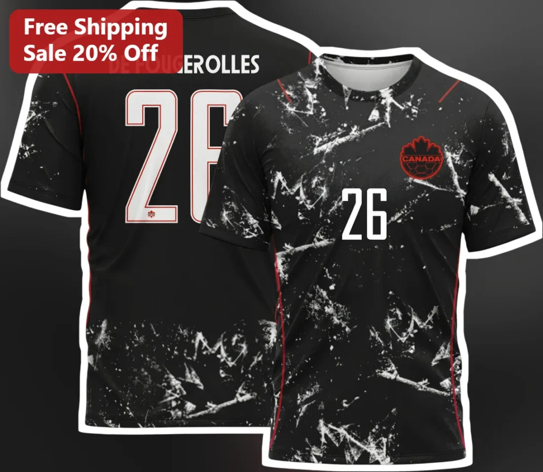 Canada Soccer Jersey 2026 FIFA World Cup Black Shattered Ice Pattern National Team Uniform available at our Miami, Florida warehouse