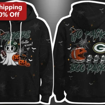 Packers Halloween Hoodie Green Bay Packers Boo Pack Ghost Pumpkin Spooky Football Fan Apparel available at our Miami, Florida warehouse