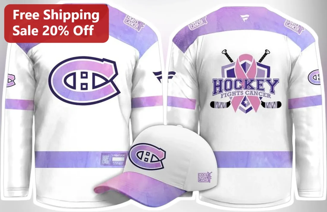 Hockey Fights Cancer Jersey Montreal Canadiens NHL Charity Awareness Pink Ribbon Sports Gear available at our Miami, Florida warehouse