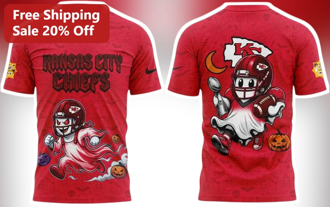 Kansas City Chiefs Halloween Ghost Tee Spooky Super Bowl Champion Fan Gift available at our Miami, Florida warehouse