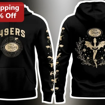 San Francisco 49ers Hoodie Black Gold Dragon Fantasy Football Pullover available at our Miami, Florida warehouse