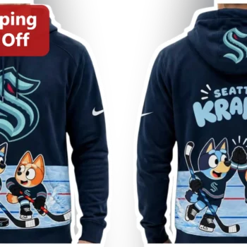Seattle Kraken Bluey and Bingo Hockey Mashup Pullover Hoodie Gift for NHL Fans available at our Miami, Florida warehouse