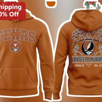 Texas Grateful Longhorns Hoodie Austin TX Est. Vintage Collegiate Skeleton Bear Pullover available at our Miami, Florida warehouse