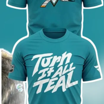 Turn It All Teal San Jose Sharks Tee NHL Hockey Fan Apparel Game Day Gift available at our Miami, Florida warehouse