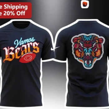 Vamos Bears Tee Chicago Bears Latino Heritage Dia De Los Muertos Sugar Skull Graphic T-Shirt available at our Miami, Florida warehouse