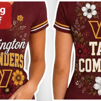 Washington Commanders Take Command Henley Shirt Women Floral Dogwood NFL Fan Gear available at our Miami, Florida warehouse