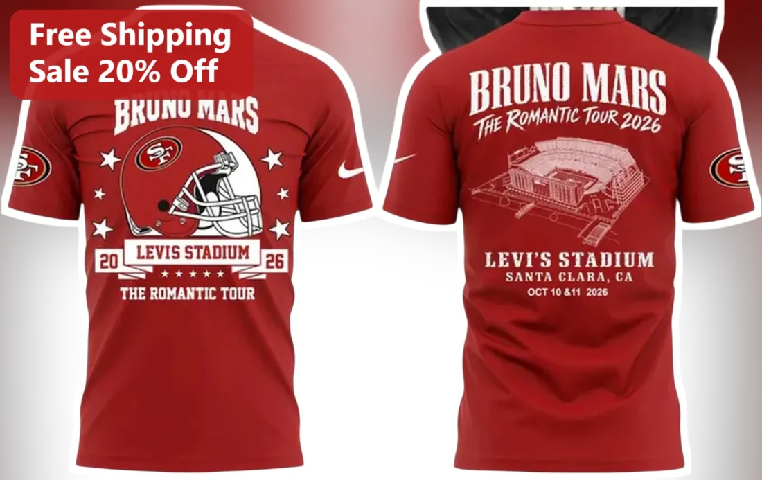 Bruno Mars The Romantic Tour 2026 Tee Vintage Concert Merch Graphic Shirt for Music Fans available at our Miami, Florida warehouse