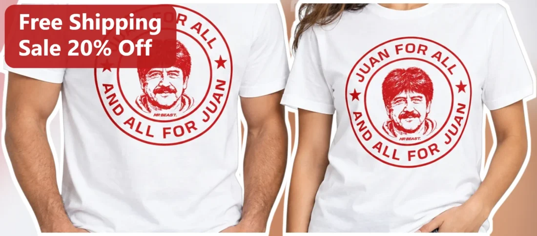 Juan For All And All For Juan MrBeast Parody Graphic Tee available at our Miami, Florida warehouse